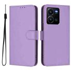 For vivo Y35 4G Global / Y22S 4G Global Skin Feel Solid Color Leather Phone Case with Lanyard(Lavender Purple) - 2