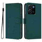 For vivo Y35 4G Global / Y22S 4G Global Skin Feel Solid Color Leather Phone Case with Lanyard(Dark Green) - 2