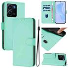 For vivo Y35 4G Global / Y22S 4G Global Skin Feel Solid Color Leather Phone Case with Lanyard(Mint Green) - 1