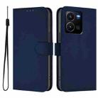 For vivo Y35 4G Global / Y22S 4G Global Skin Feel Solid Color Leather Phone Case with Lanyard(Navy Blue) - 2