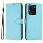 For vivo Y35 4G Global / Y22S 4G Global Skin Feel Solid Color Leather Phone Case with Lanyard(Sky Blue) - 2