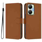 For vivo Y27 4G 2023 Global Skin Feel Solid Color Leather Phone Case with Lanyard(Brown) - 2