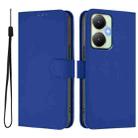 For vivo Y27 4G 2023 Global Skin Feel Solid Color Leather Phone Case with Lanyard(Dark Blue) - 2