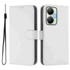 For vivo Y27 4G 2023 Global Skin Feel Solid Color Leather Phone Case with Lanyard(White) - 2