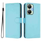 For vivo Y27 4G 2023 Global Skin Feel Solid Color Leather Phone Case with Lanyard(Sky Blue) - 2