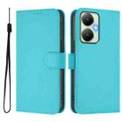 For vivo Y27 4G 2023 Global Skin Feel Solid Color Leather Phone Case with Lanyard(Lake Blue) - 2