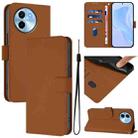 For vivo Y38 5G / Y200i Global Skin Feel Solid Color Leather Phone Case with Lanyard(Brown) - 1