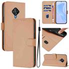 For vivo Y53S 4G / Y51A 2021 Skin Feel Solid Color Leather Phone Case with Lanyard(Nude) - 1