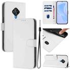 For vivo Y53S 4G / Y51A 2021 Skin Feel Solid Color Leather Phone Case with Lanyard(White) - 1