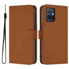 For vivo Y55S 2023 5G / Y55 5G Global Skin Feel Solid Color Leather Phone Case with Lanyard(Brown) - 2