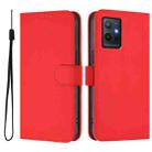 For vivo Y55S 2023 5G / Y55 5G Global Skin Feel Solid Color Leather Phone Case with Lanyard(Red) - 2