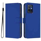 For vivo Y55S 2023 5G / Y55 5G Global Skin Feel Solid Color Leather Phone Case with Lanyard(Dark Blue) - 2