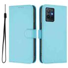 For vivo Y55S 2023 5G / Y55 5G Global Skin Feel Solid Color Leather Phone Case with Lanyard(Sky Blue) - 2