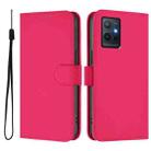 For vivo Y55S 2023 5G / Y55 5G Global Skin Feel Solid Color Leather Phone Case with Lanyard(Rose Red) - 2