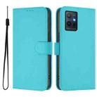 For vivo Y55S 2023 5G / Y55 5G Global Skin Feel Solid Color Leather Phone Case with Lanyard(Lake Blue) - 2