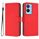 For vivo Y56 5G Global / Y16 4G Global Skin Feel Solid Color Leather Phone Case with Lanyard(Red) - 2