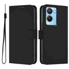 For vivo Y56 5G Global / Y16 4G Global Skin Feel Solid Color Leather Phone Case with Lanyard(Black) - 2