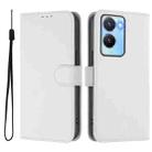 For vivo Y56 5G Global / Y16 4G Global Skin Feel Solid Color Leather Phone Case with Lanyard(White) - 2