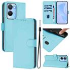 For vivo Y56 5G Global / Y16 4G Global Skin Feel Solid Color Leather Phone Case with Lanyard(Sky Blue) - 1