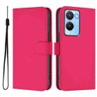 For vivo Y56 5G Global / Y16 4G Global Skin Feel Solid Color Leather Phone Case with Lanyard(Rose Red) - 2