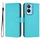 For vivo Y56 5G Global / Y16 4G Global Skin Feel Solid Color Leather Phone Case with Lanyard(Lake Blue) - 2