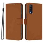 For vivo Y70S Skin Feel Solid Color Leather Phone Case with Lanyard(Brown) - 2