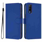 For vivo Y70S Skin Feel Solid Color Leather Phone Case with Lanyard(Dark Blue) - 2