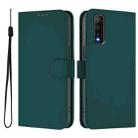 For vivo Y70S Skin Feel Solid Color Leather Phone Case with Lanyard(Dark Green) - 2