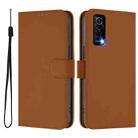 For vivo Y72 5G / iQOO Z3 / Y52 5G Skin Feel Solid Color Leather Phone Case with Lanyard(Brown) - 2