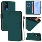 For vivo Y72 5G / iQOO Z3 / Y52 5G Skin Feel Solid Color Leather Phone Case with Lanyard(Dark Green) - 1