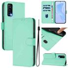 For vivo Y72 5G / iQOO Z3 / Y52 5G Skin Feel Solid Color Leather Phone Case with Lanyard(Mint Green) - 1