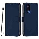 For vivo Y72 5G / iQOO Z3 / Y52 5G Skin Feel Solid Color Leather Phone Case with Lanyard(Navy Blue) - 2