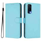 For vivo Y72 5G / iQOO Z3 / Y52 5G Skin Feel Solid Color Leather Phone Case with Lanyard(Sky Blue) - 2