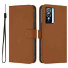 For vivo Y76 5G Skin Feel Solid Color Leather Phone Case with Lanyard(Brown) - 2