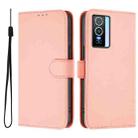 For vivo Y76 5G Skin Feel Solid Color Leather Phone Case with Lanyard(Pink) - 2