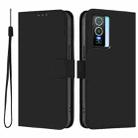 For vivo Y76 5G Skin Feel Solid Color Leather Phone Case with Lanyard(Black) - 2
