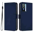 For vivo Y76 5G Skin Feel Solid Color Leather Phone Case with Lanyard(Navy Blue) - 2