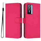 For vivo Y76 5G Skin Feel Solid Color Leather Phone Case with Lanyard(Rose Red) - 2