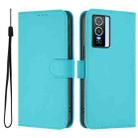 For vivo Y76 5G Skin Feel Solid Color Leather Phone Case with Lanyard(Lake Blue) - 2