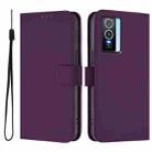 For vivo Y76 5G Skin Feel Solid Color Leather Phone Case with Lanyard(Violet) - 2