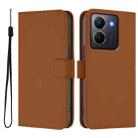 For vivo Y36 5G Global / Y36 4G Global Skin Feel Solid Color Leather Phone Case with Lanyard(Brown) - 2