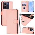 For vivo Y36 5G Global / Y36 4G Global Skin Feel Solid Color Leather Phone Case with Lanyard(Pink) - 1