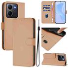 For vivo Y36 5G Global / Y36 4G Global Skin Feel Solid Color Leather Phone Case with Lanyard(Nude) - 1