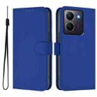 For vivo Y36 5G Global / Y36 4G Global Skin Feel Solid Color Leather Phone Case with Lanyard(Dark Blue) - 2