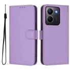 For vivo Y36 5G Global / Y36 4G Global Skin Feel Solid Color Leather Phone Case with Lanyard(Lavender Purple) - 2