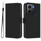 For vivo Y36 5G Global / Y36 4G Global Skin Feel Solid Color Leather Phone Case with Lanyard(Black) - 2