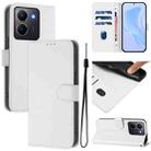 For vivo Y36 5G Global / Y36 4G Global Skin Feel Solid Color Leather Phone Case with Lanyard(White) - 1
