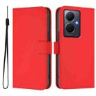 For vivo Y78 5G Global / V29 Lite Skin Feel Solid Color Leather Phone Case with Lanyard(Red) - 2