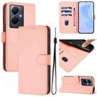 For vivo Y78 5G Global / V29 Lite Skin Feel Solid Color Leather Phone Case with Lanyard(Pink) - 1