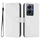 For vivo Y78 5G Global / V29 Lite Skin Feel Solid Color Leather Phone Case with Lanyard(White) - 2